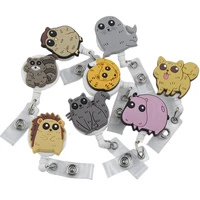 bestom animal badge reel silicone patch id clips for nurse student card holder accessories retractable cartoon yoyo keychains
