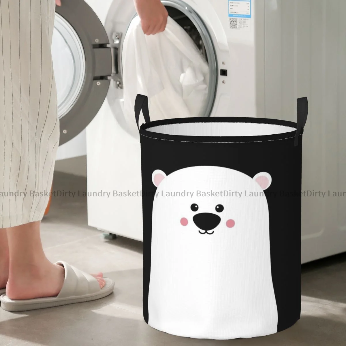 Funny Kawaii Animal Face Dirty Laundry Basket Folding Large Capacity Bag Clothes Child Toy Storage Bucket Organizer With Handles images - 6