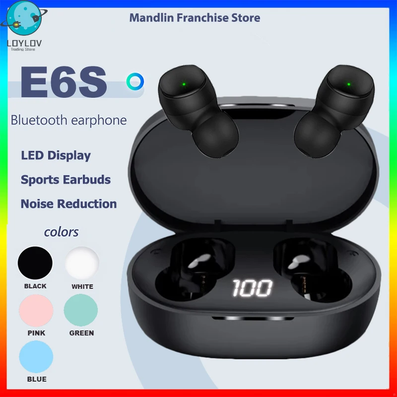 

TWS E6S Bluetooth Earphones Wireless Headphones Noise Reduction Waterproof Headset LED Display With Mic Stereo Sports Earbuds