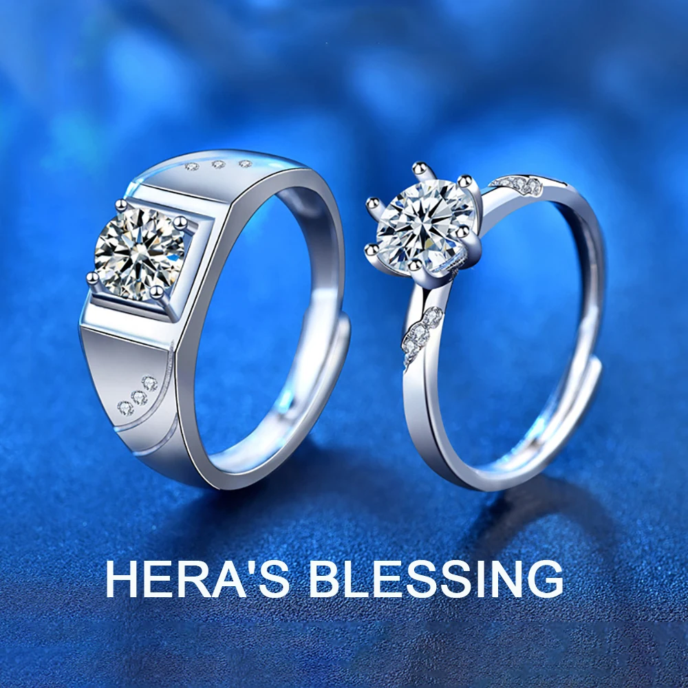 

Hera's Blessing 1ct Moissanite Rings with Certificate Couple Promise Rings Silver 925 Jewelry Free Shipping Luxury Woman Jewelry