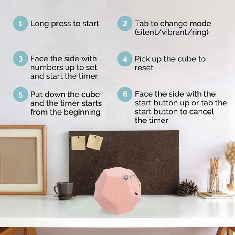 Мини-таймер вращающийся додекаэдр перезаряжаемый таймер звуковой вибрационный