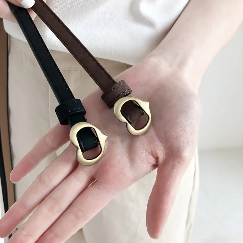 

Thin Heart-shaped Buckle Small Belt Female Matching Shirt Skirt Non-porous Frosted Casual Pants Decoration Narrow Women's Belt