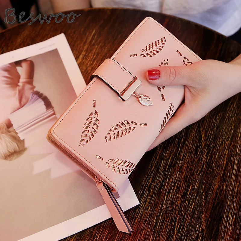 

Women's Fashion Gold Hollow Leaves Pouch Female Long s Multi Card Holder Quality Purses s for Women Clutch