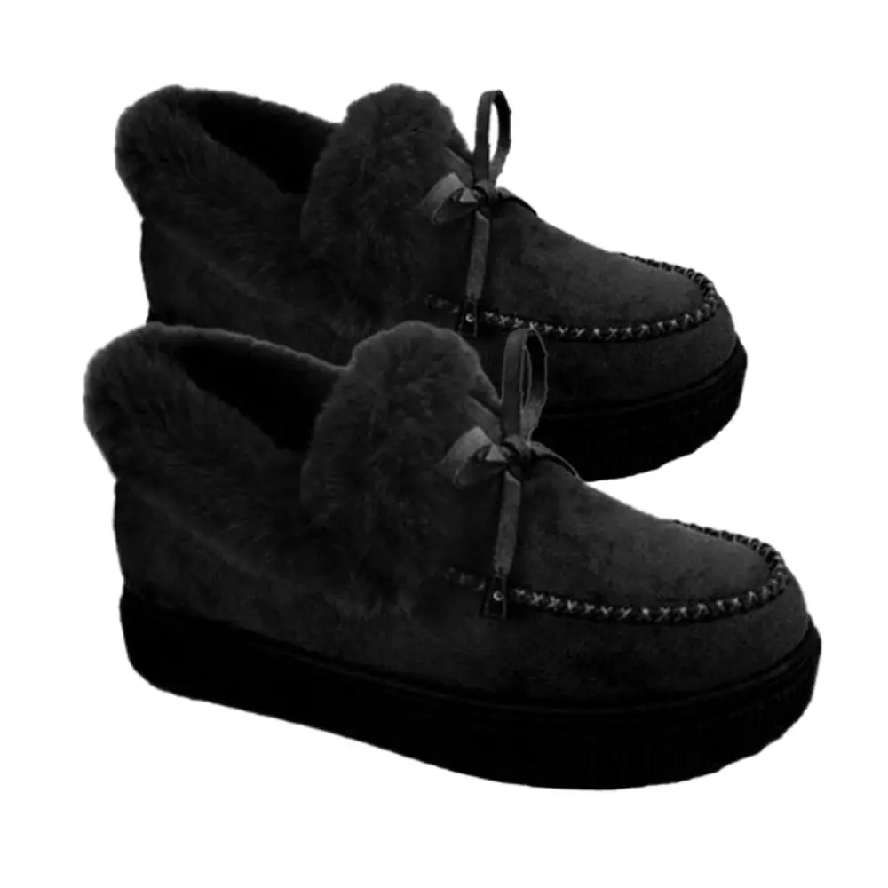 Ladies Womens Faux Fur Lined Warm Winter Moccasin Ankle Bootie Slippers Shoes Anti Skid Bottom Slip Casual Footwear