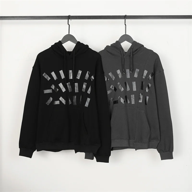 

High Quality MM6 Margiela Hoodie Men's Clothing Adhesive Strip Coated Hooded Loose Fashion Long Sleeve Women's Top Coat