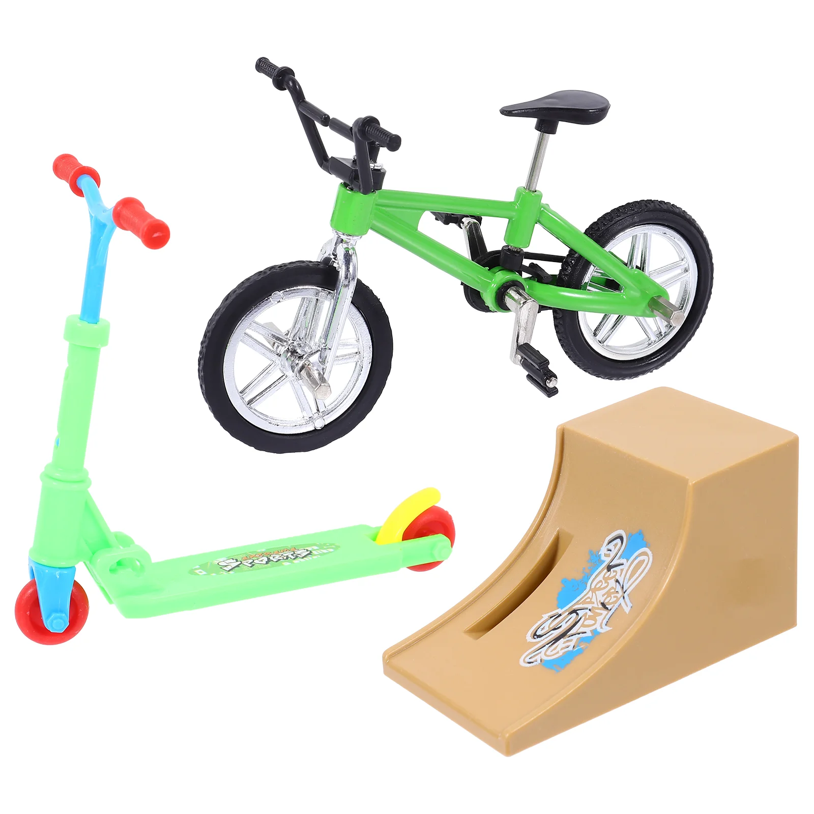 

1 Set Finger Toys Set Finger Skateboards Finger Bikes Tiny Swing Board Training Skateboard for Beginners and Pros Yellow Green