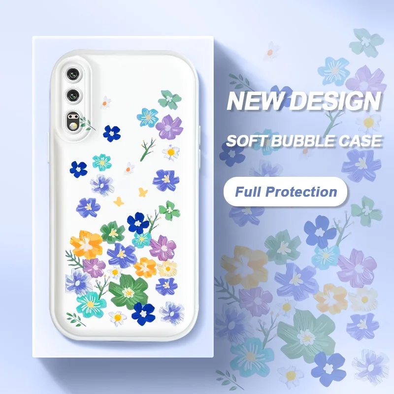 

For Huawei Y9 Prime 2019 Enjoy 10 Plus Y9S Nova 5T 9 P Smart Pro Honor 9X Pro 20 20S 30 50 Wave Flower Bubble Phone Air Cover