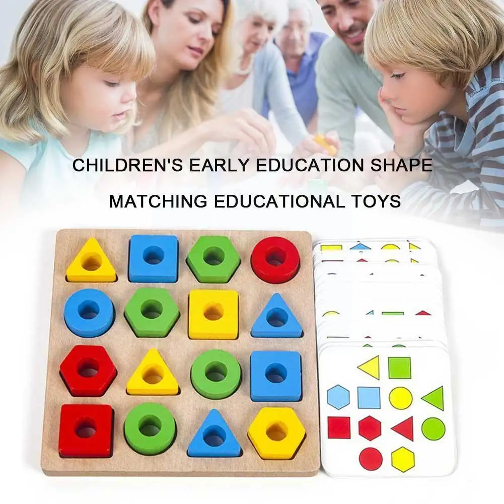 

Baby Wooden Geometric Shape Puzzle Logic Game Educational Sensory Colors Toys Games Board Rainbow Manipulation Match N7P9