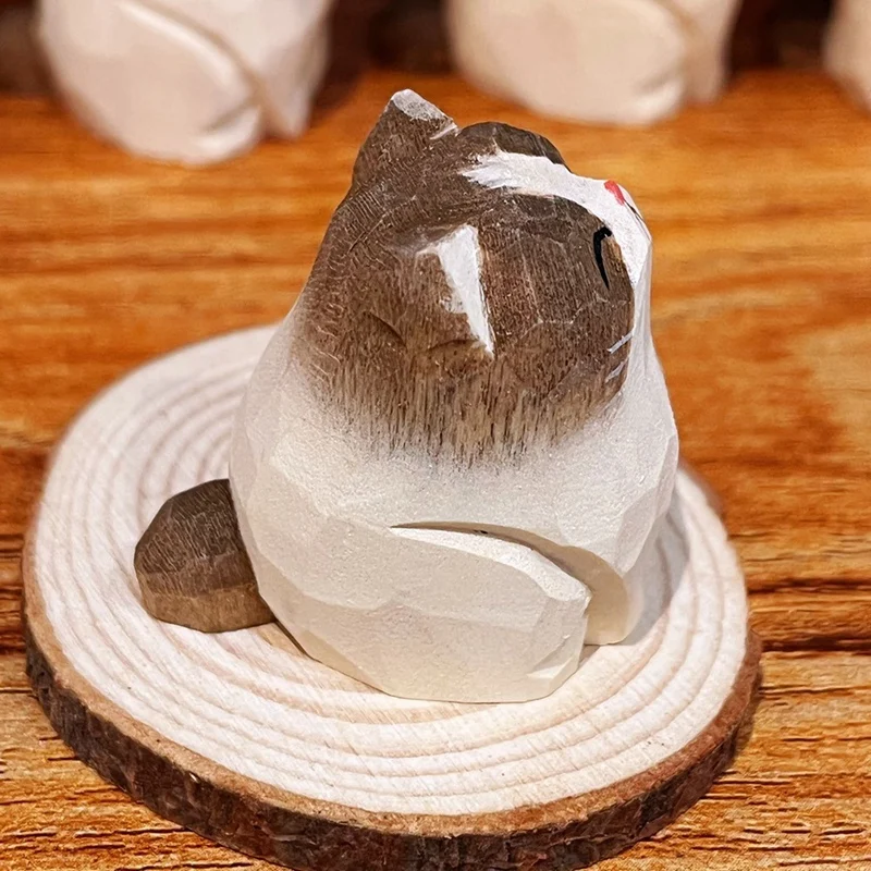 Украшения из статуи животного кота украшения для резьбы по дереву фигурки кошек