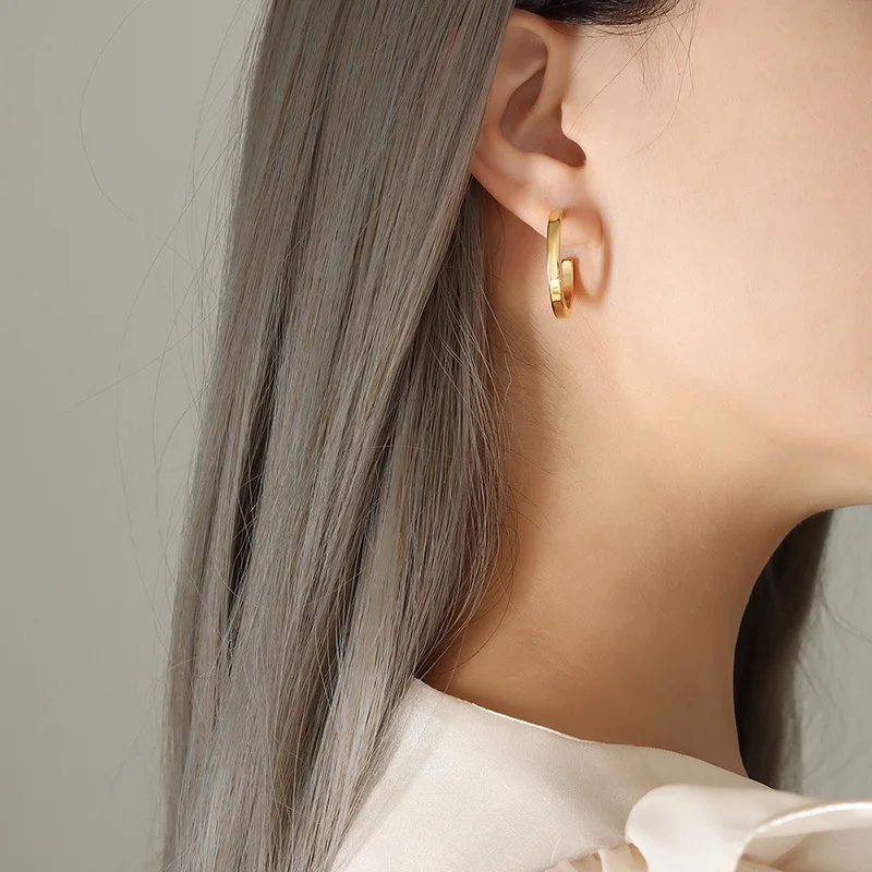 Модные круглые серьги-кольца в стиле OL позолоченные аксессуары из нержавеющей