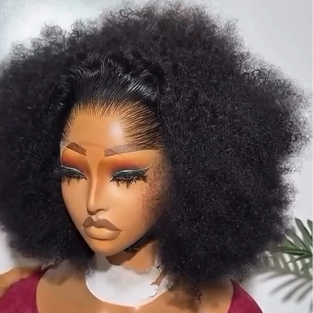 Фото Парик из натуральных волос Afro Kinky Curly HD Lace Front, плотность 400, с предварительно проработанной линией роста волос, HD Lace Front, 16-36 дюймов, для чернокожих женщин. №3