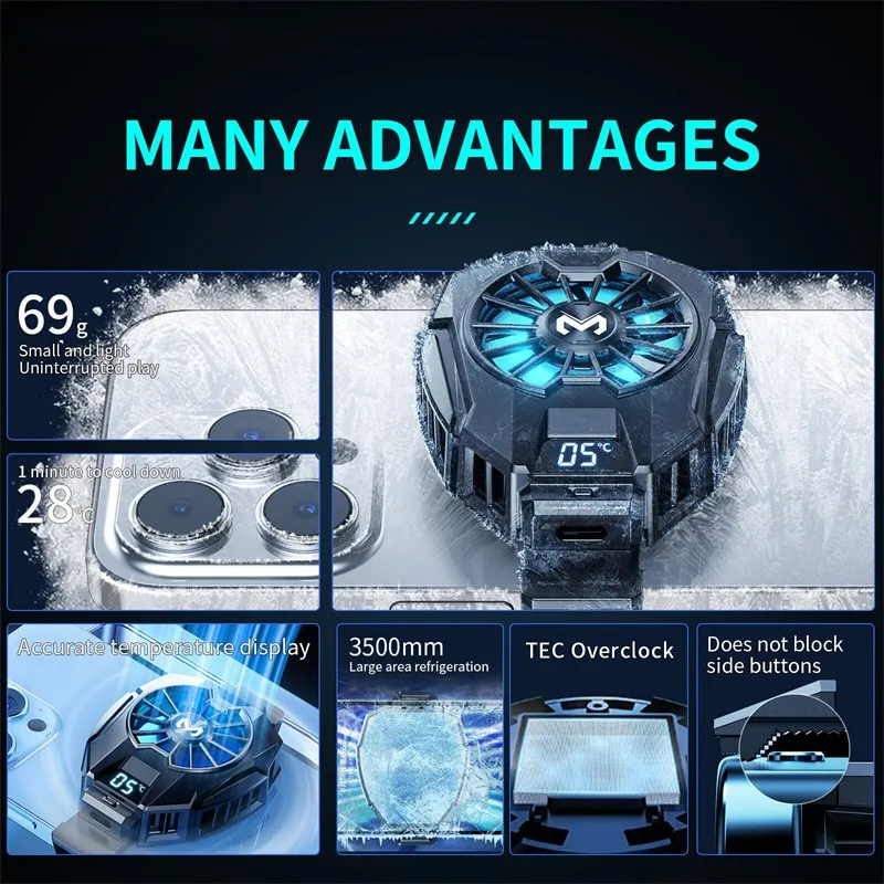 Memo Dl05 Кулер Для Телефона С Дисплеем Перезаряжаемый Полукондукторный Радиатор