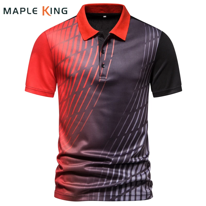 

Summer Golf Tee Mens Short-sleeved Polo Shirt Fashion Gradient Striped Printed Breathable Polos Tee Shirts Homme Mens Sportwear