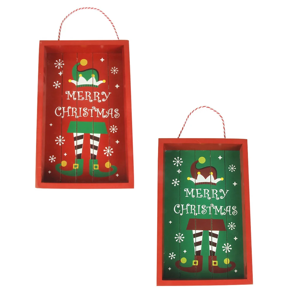 

2PCS Lovely Xmas Door Hanging Decor Decorative Xmas Door Plate Pendant for Party Xmas Door