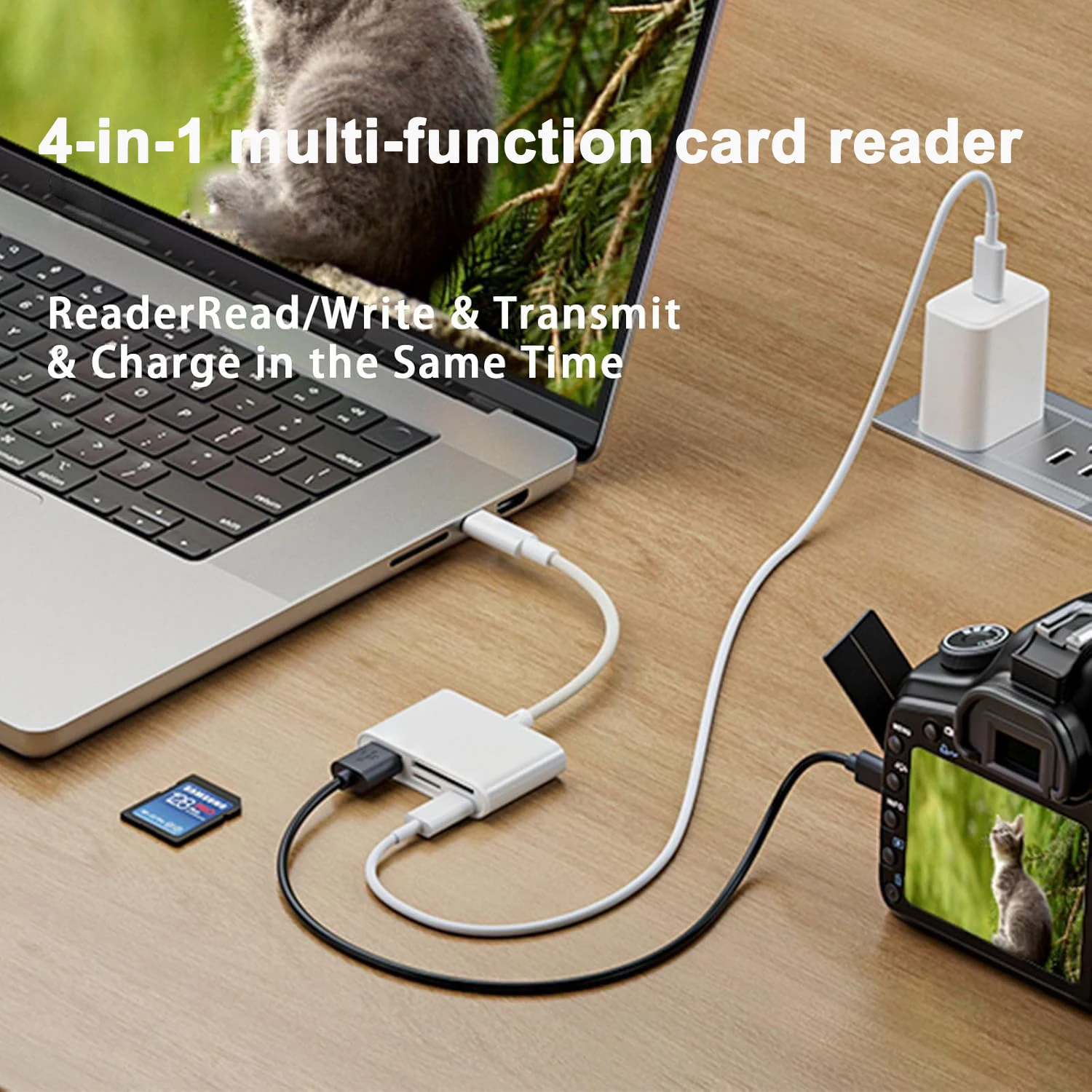 Устройство чтения карт USB OTG 4 в 1 совместимое с SD/TF-картой память камеры для iPhone