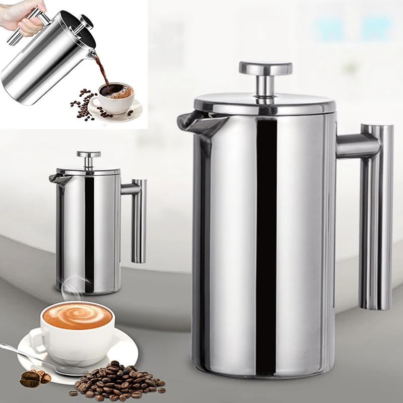 350-1000ml Coffee Maker French Press Stainless Steel Espresso Coffee Machine Double-Wall Insulated Coffee Tea Maker Pot Gift Hot