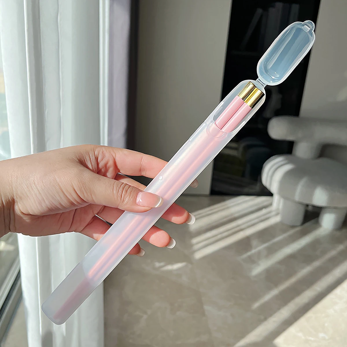 

Набор Из 1 Пары Экологичных Пластиковых Палочек Для Еды С Футляром, Нескользящие, Прочные, Цвета Макарон, Для Суши