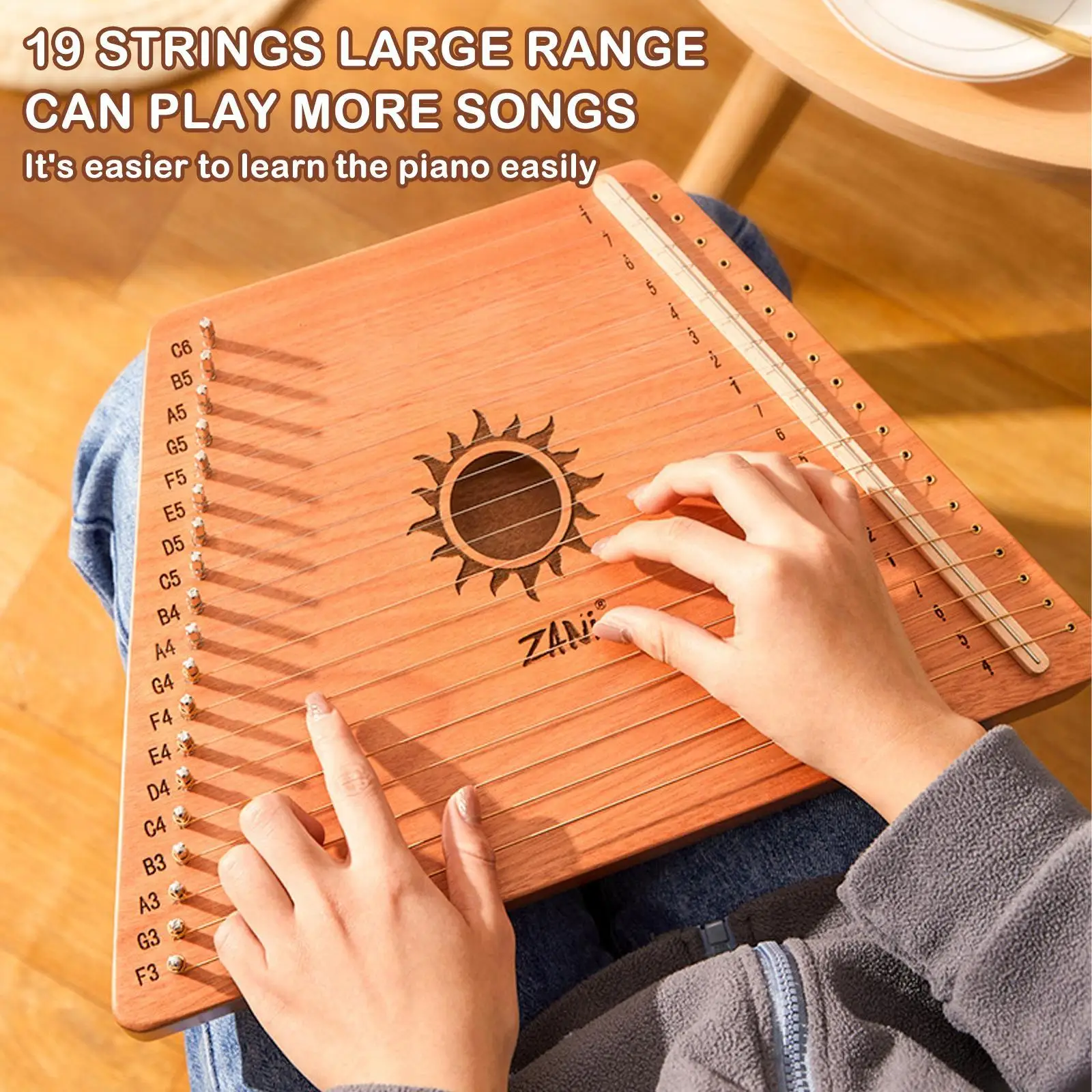 

19 Strings Wooden Mahogany Lyre Harp Musical Instrument Stringed Instrument Lyre Harp With Tuning Tool For Beginner Gift J8T2