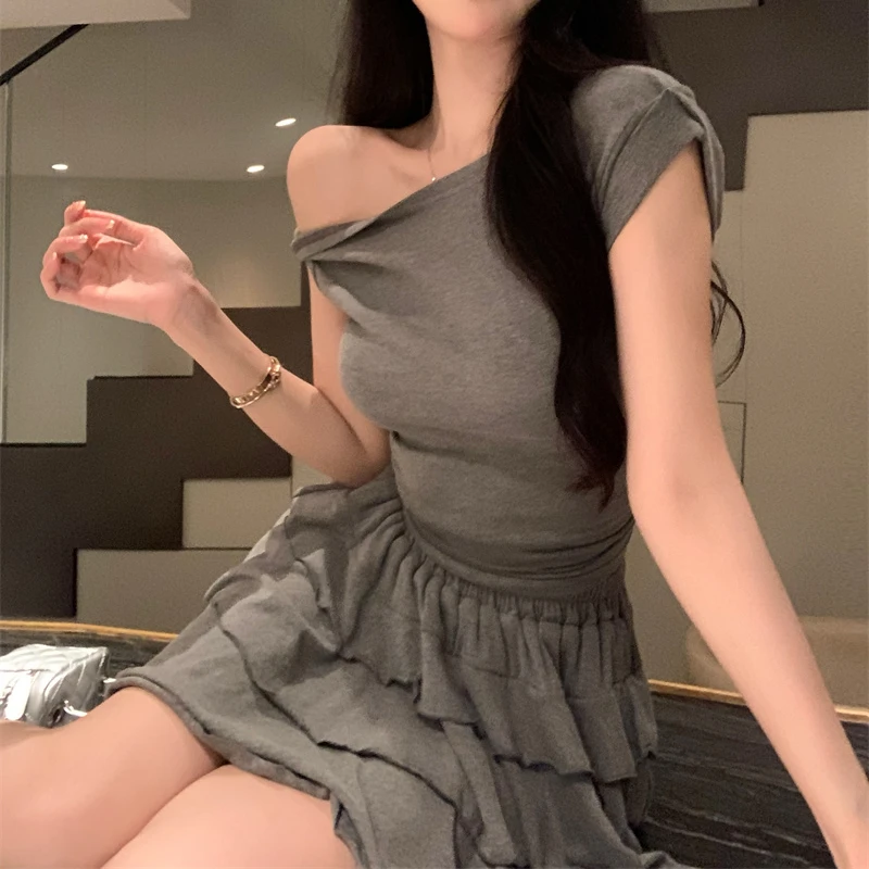 

Винтажный корейский Ретро стиль балетный стиль жилет + мини-юбка А-силуэта комплект из 2 предметов Y2k костюм