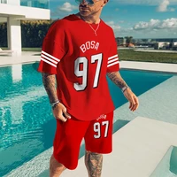 mens summer tracksuit red rugby team t shirtshorts outdoor sports jersey jogging suit custom stylish sweatsuit set clothing