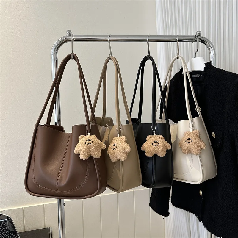 

Fashionable Large-capacity Bag Women's 2023 New Autumn and Winter Solid Color Retro Tote Bag Commuter Shoulder Bag Hand Bag