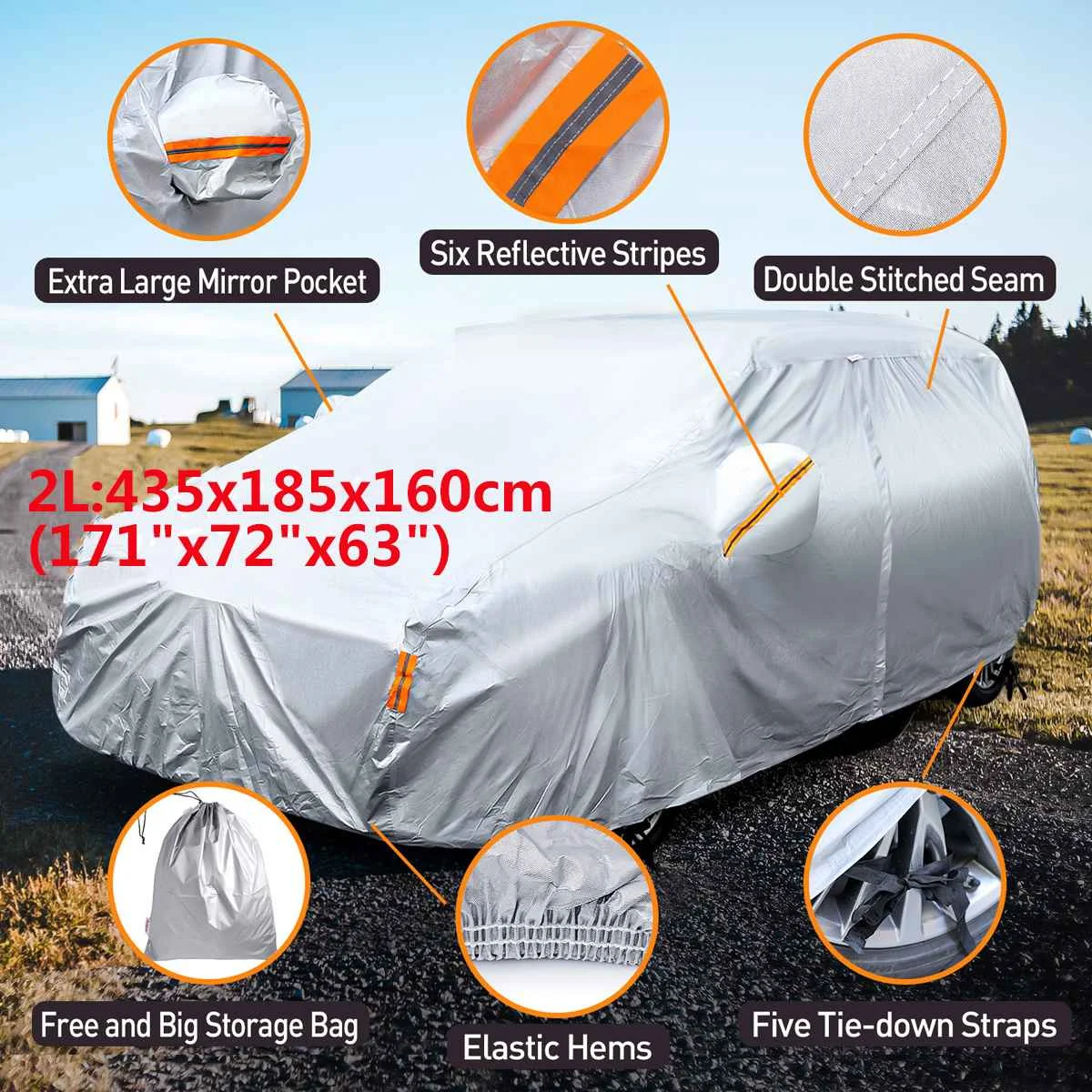 

6-Layer Thicken Car Cover Snow Cover Indoor Outdoor Full Auto Cover UV Ice Frost Dust Rain Resistant Protection Universal