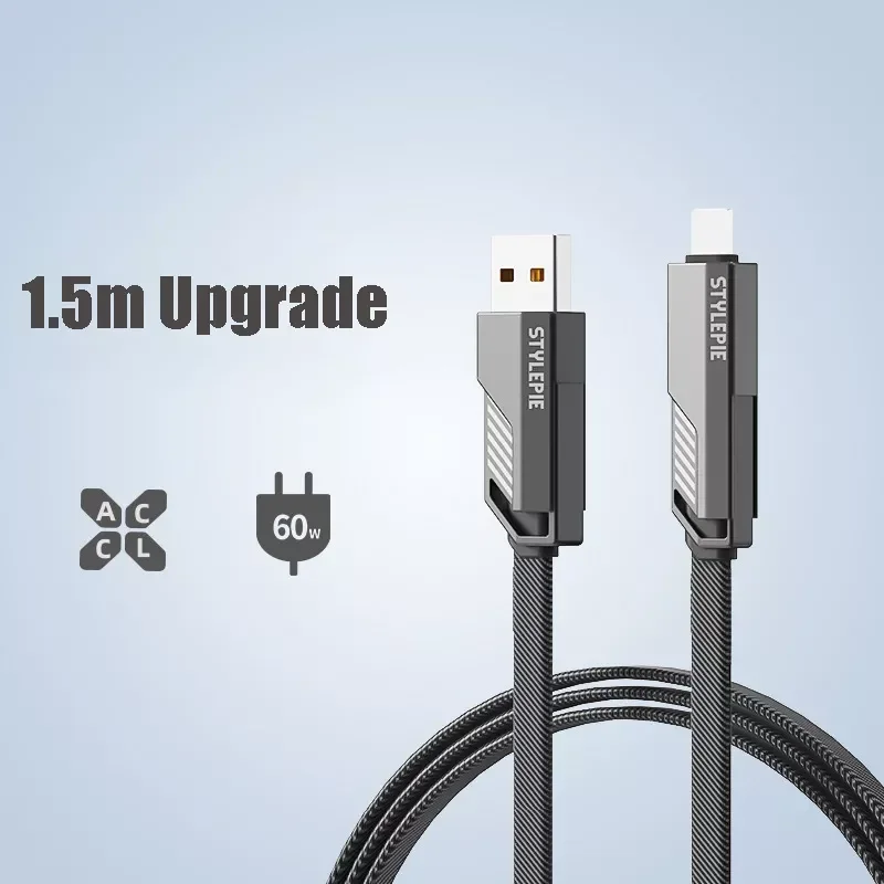 

NEW Stylepie 4in1 USB Type C Cable 60W PD Fast Charger Cable USB to IOS TypeC Micro USB Wire for iPhone MacBook Pro Air iPad