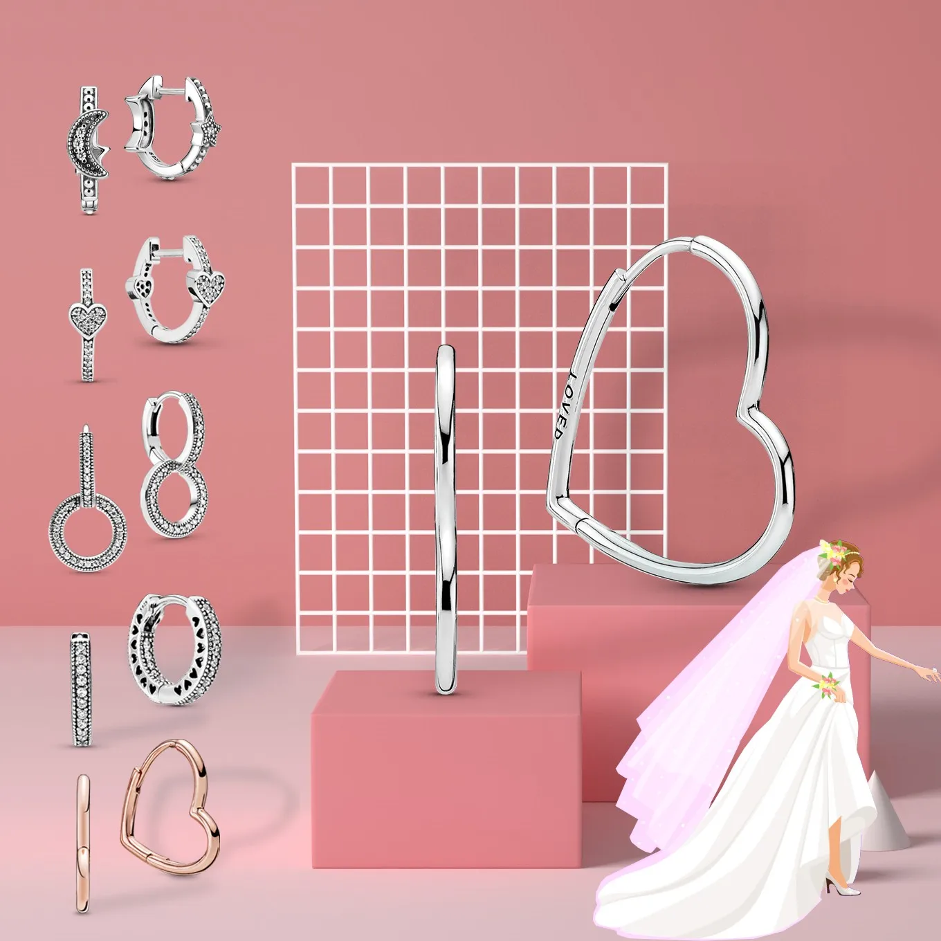 

2022 Hot Sales 925 Sterling Silver Trend Earring Hanging Stud Earrings Heart Hoop Earrings for Women Jewelry Gifts