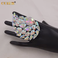 cuier 8cm huge size water drop rings for women bling bling glass gem wedding jewelry fashion tv show jewelry