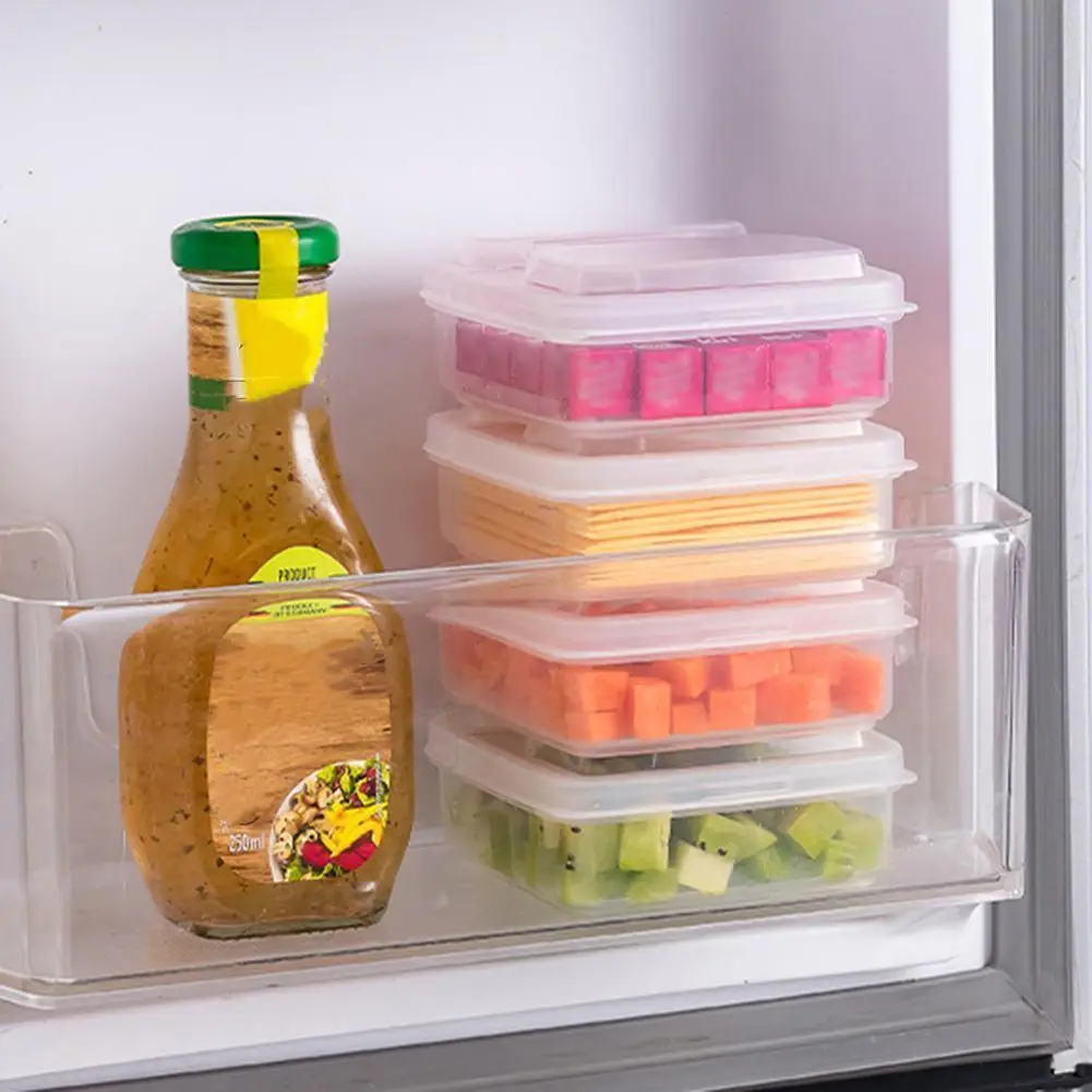 

2pcs Flip-top Butter Block Cheese Storage Box Refrigerator Fruit Vegetable Fresh-Keeping Organizer Containers Transparent