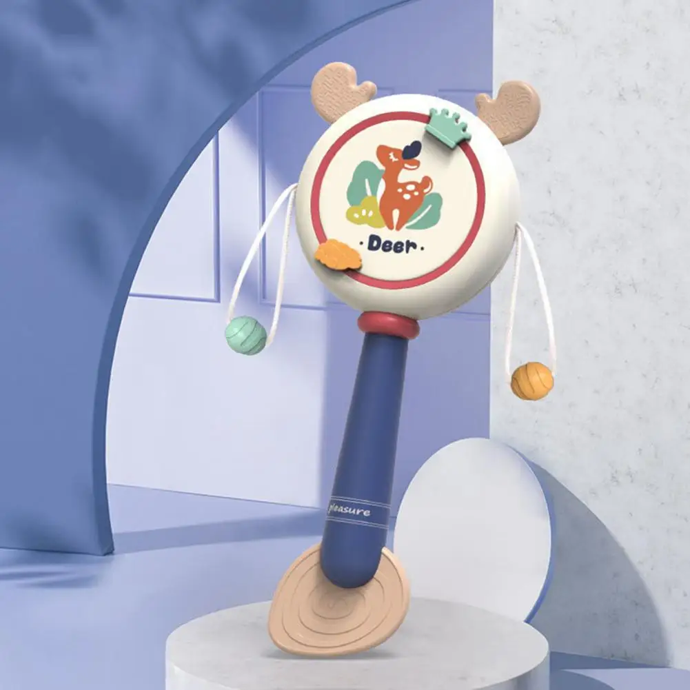 Smooth Edges Cartoon Animal Rattle Baby Soothing Toy Rattle Drum Toy Interactive Toys  Emotional Comfort