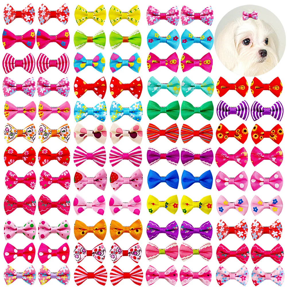 

5pcs Mixed Color dog Hair Bow With Elastic Rubber Band Hair Accessories For Dog Cat Grooming Bows Pet Supplies Pet Grooming