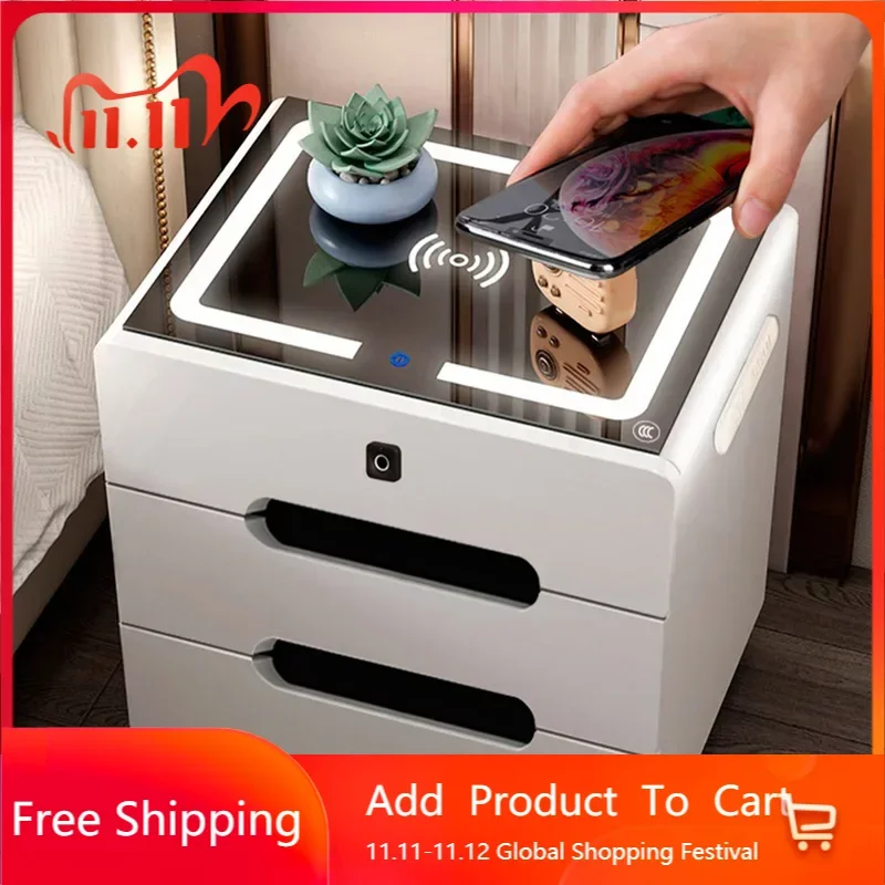 

Wireless Charging Bedside Table Smart Cabinet Multifunctional Nightstands Bedside Table Shelf Mesitas De Noche Modern Furniture