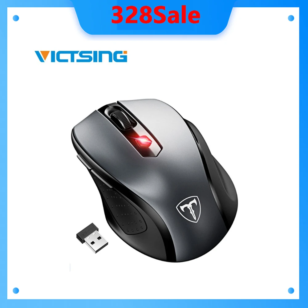 

VicTsing Wireless Mouse Ergonomic Mouse Mobile Optical Mice 2.4G with USB Receiver 5 Adjustable DPI 6 Buttons for Laptop PC