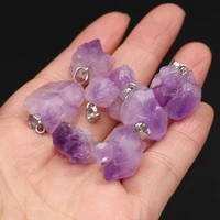 natural stone pendants irregular raw amethysts for jewelry making diy women reiki heal necklace earring accessories