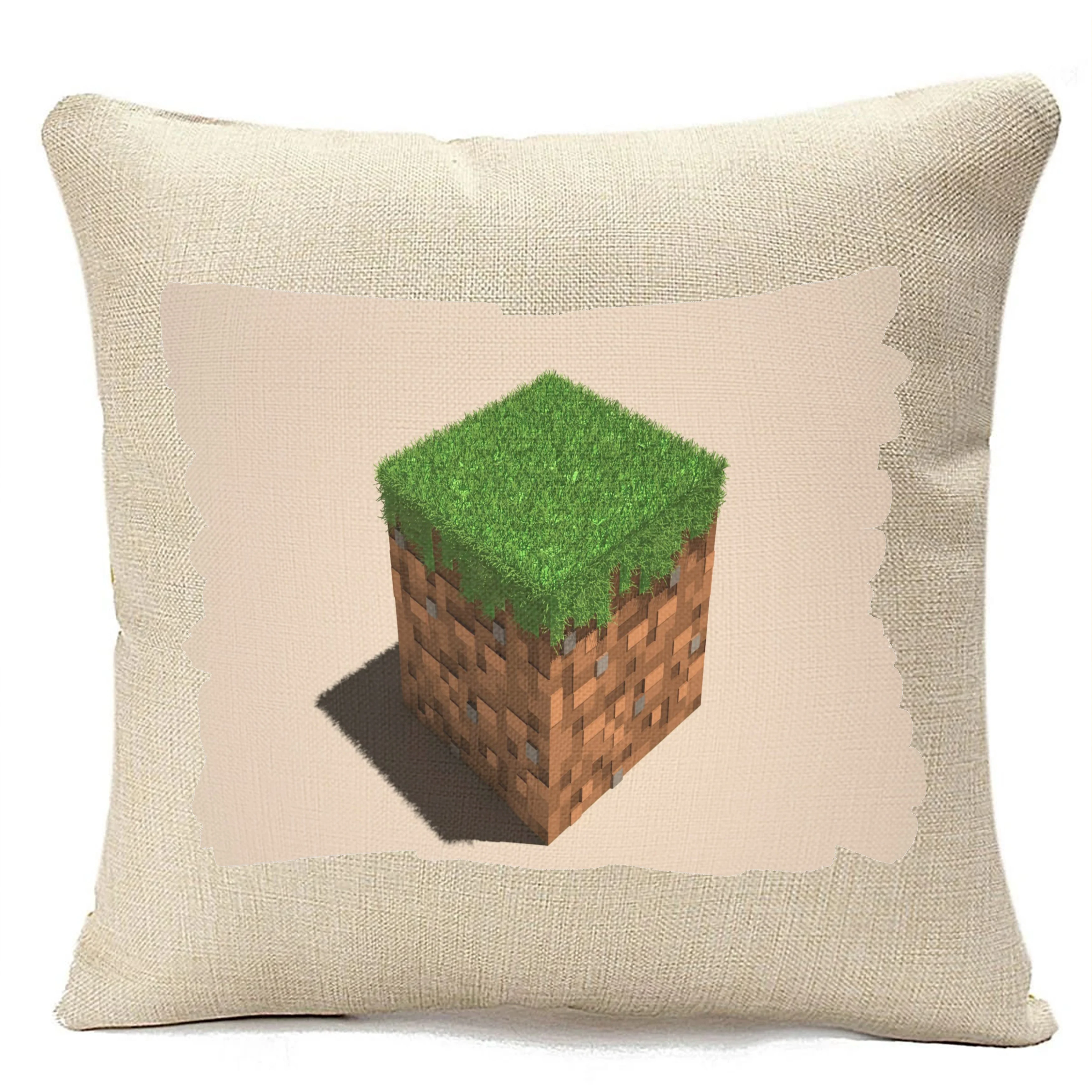 Подушка бежевая CoolPodarok Games.Minecraft.Игры.Майнкрафт.(куб на белом фоне) - купить по