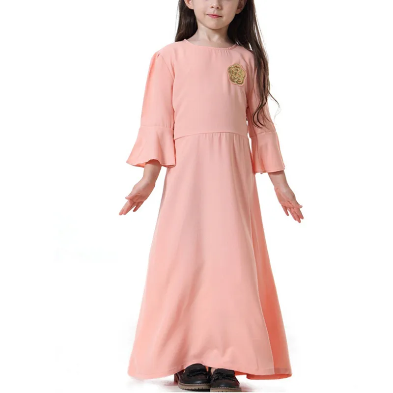 Мусульманский детский хиджаб платье с вышивкой мусульманские платья Дубай абайя для девочек Abayas Одежда для девочек в Саудовской Аравии мус...