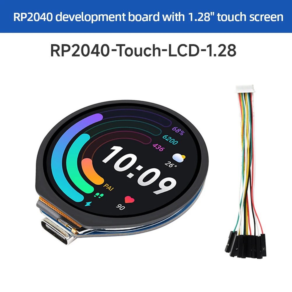 

Двухъядерный процессор RP2040 MCU Arm Cortex M0 +, 1,28 дюйма, 65K, цвета RGB, акселерометр и Датчик гироскопа для Raspberry Pi