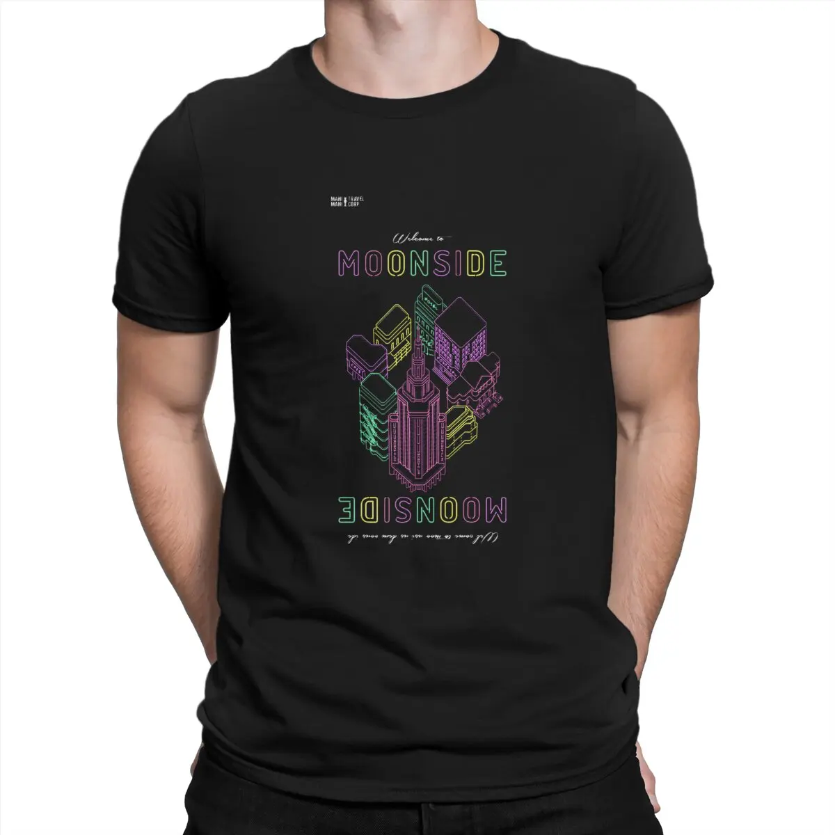

Добро пожаловать в Moonside, незаменимые футболки для мужчин, мода для матери, игры в горошек, 100% хлопок, футболка с круглым вырезом