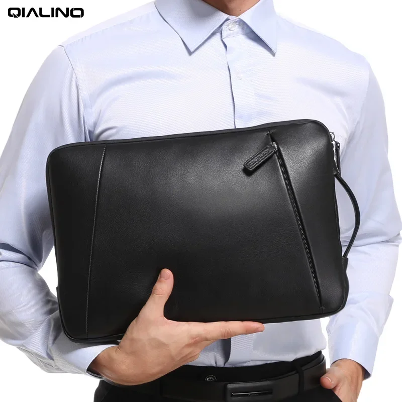 Портфель QIALINO из натуральной кожи для ноутбука 13-дюймовый тонкий гладкий чехол с