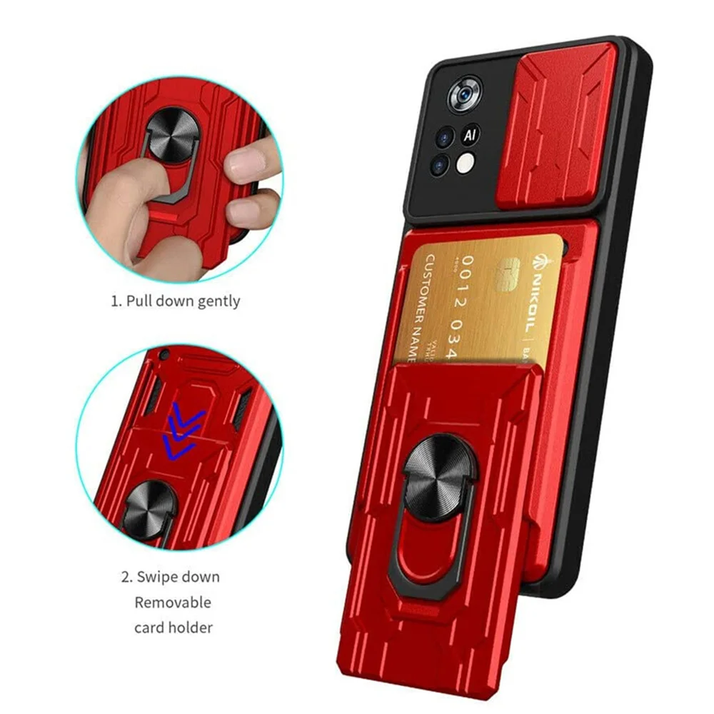 

For Xiaomi PocoX4 Pro Case Card Slot Kickstand Camera Protection Cover For Poco Poko Pocco Little X4Pro X 4 Pro 4Pro X4 Pro 5G