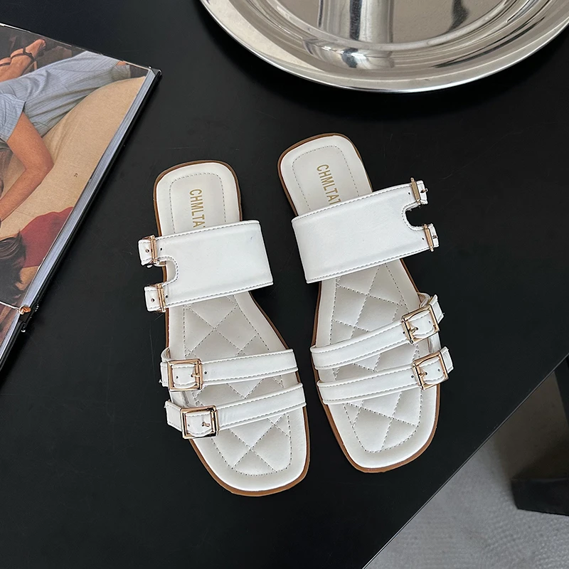 

Шлепанцы женские с открытым носком, модные сандалии на мягкой подошве, плоская подошва, элегантные пляжные тапочки для отдыха на открытом воздухе, лето 2023