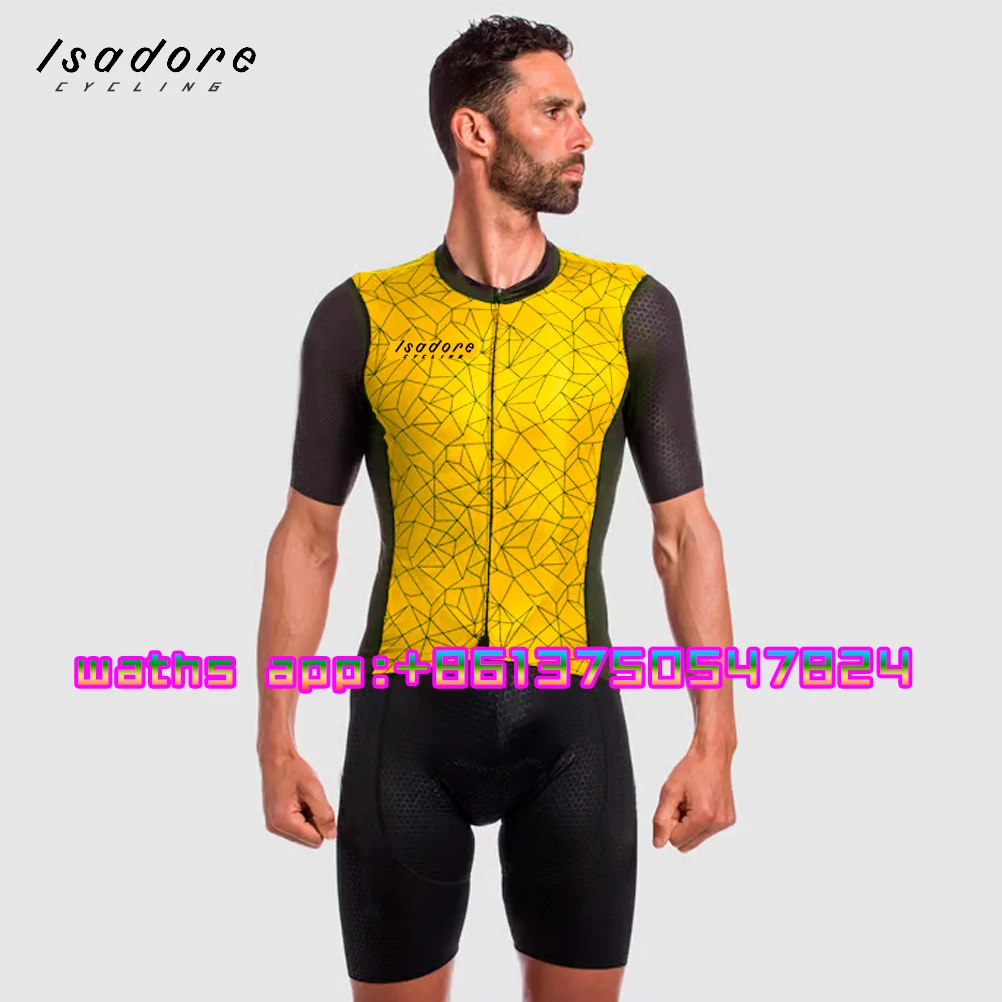 

Isadore Cycling Triathlon Men Cycling Aero Skinsuit Traje Bicycle Clothing Mono Ciclismo Hombre one-piece Cycling jumpsuit