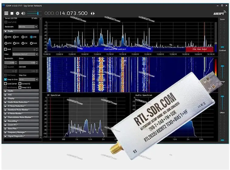 500 кГц-1766 МГц RTL-SDR SDR-приемник RTL V3 R820T2 + RTL2832U 1PPM TCXO BIAS T HF SMA RTLSDR