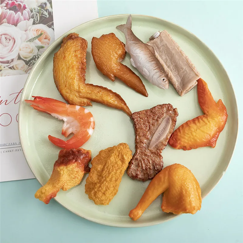 

5pcs/lot Mixed Style Simulation Food Chicken Leg Wings Pendant DIY Keychain Decoration for Jewelry Making Accessories