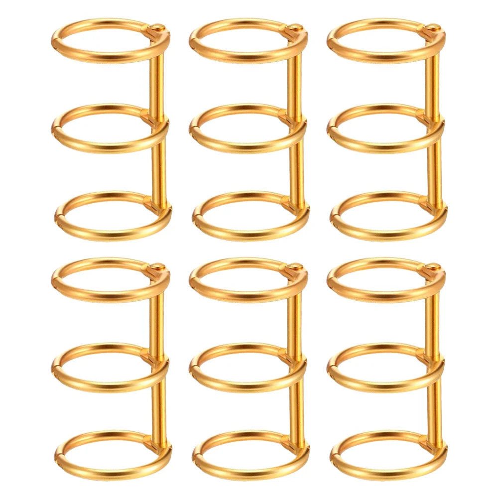 

6pcs 3 Ring Metal Loose Leaf Binders Book Rings Snap Hinged with 20 mm Inner Diameter for DIY Travel Diary Photo Album Binding