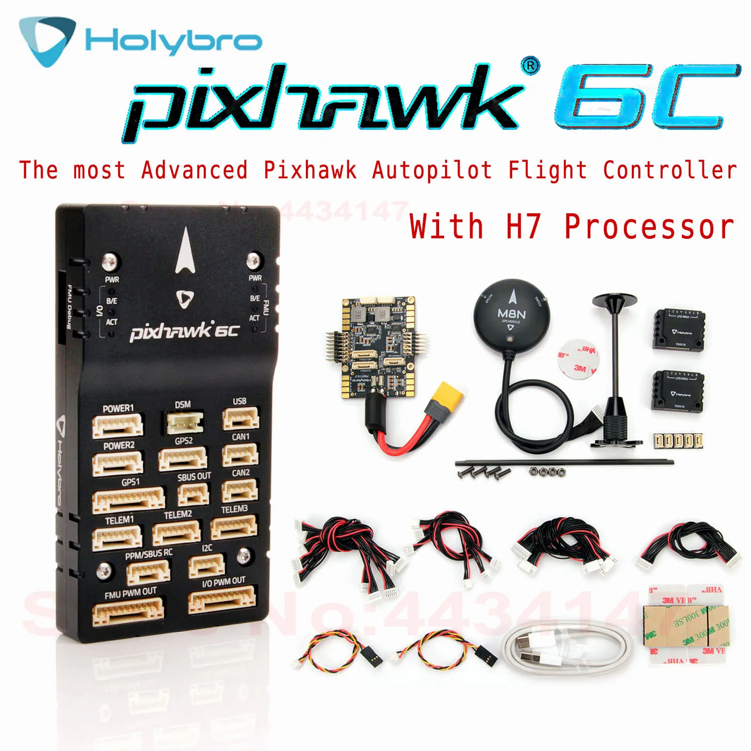 Контроллер полета Holybro Pixhawk 6C Autopilot H743 (алюминиевый чехол) PM02 / PM07 силовой модуль M8N