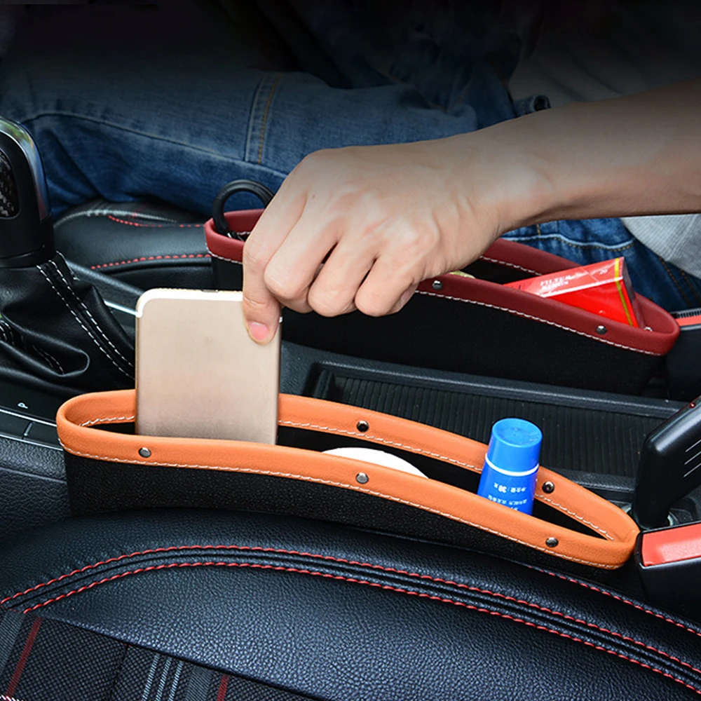 

Car Organizer Storage Car Seat Slit Gap Pocket Multifunctional Driver Seat Catcher Cup Holder Car Accessories PU Leather