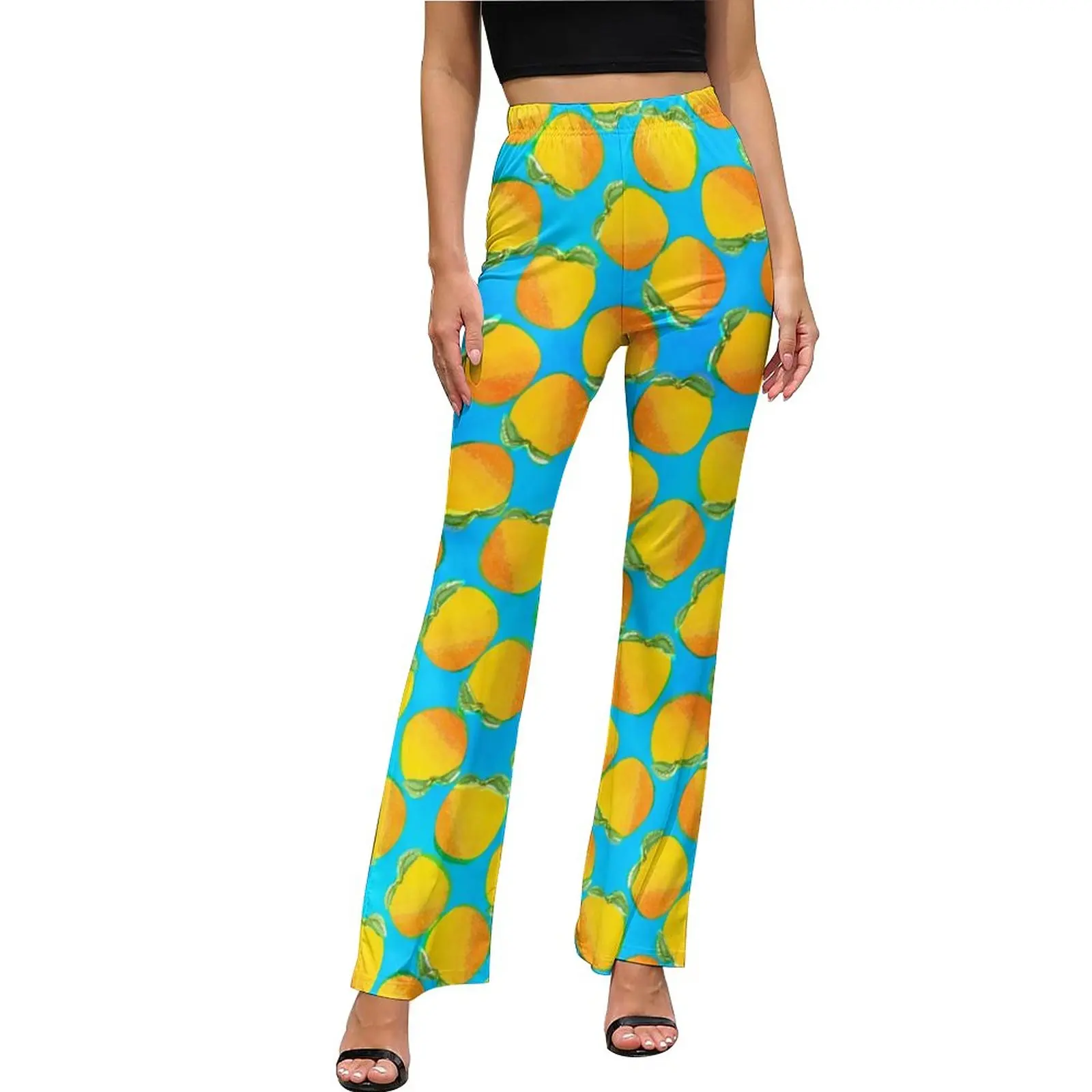 

Watercolor Oranges Pants Bright Fruit Print High Waisted Sexy Flare Trousers Daily Print Street Style Pants Birthday Gift