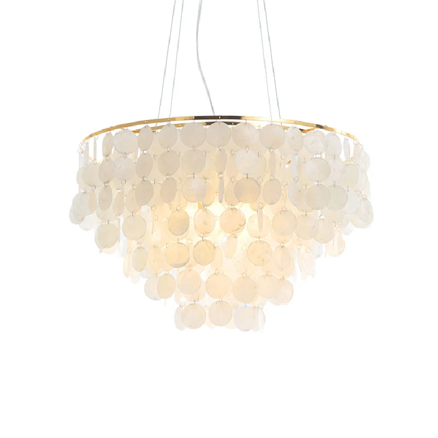 

Nordic Luxury Shell Chandelier Lighting for Restaurant Living Room Home Decor Shell Pendant Light Fixture Gold Chrome Chandelier